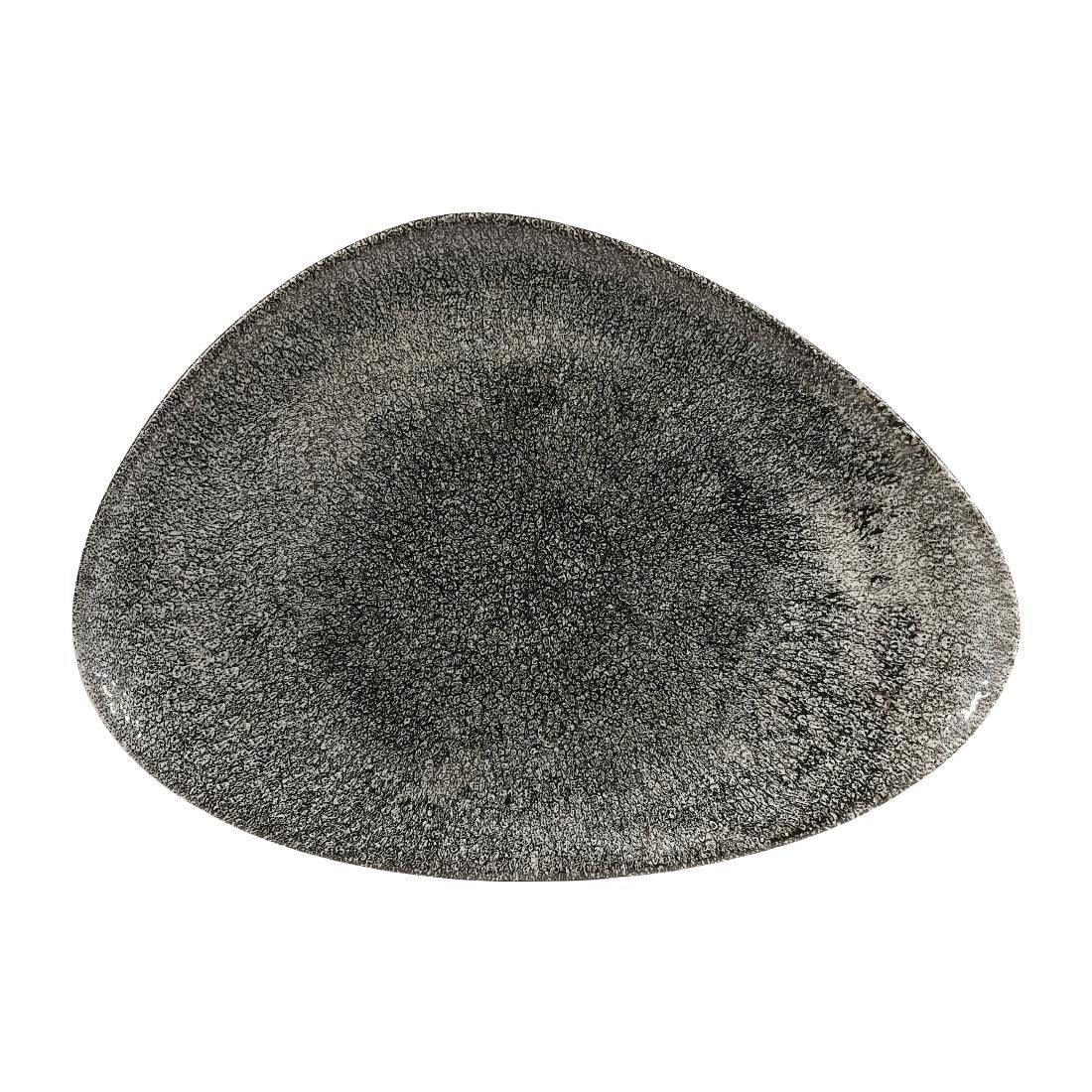 DY215 Churchill Studio Prints Raku Triangular Plates Quartz Black 356mm (Pack of 6) - JD Catering Equipment Solutions Ltd