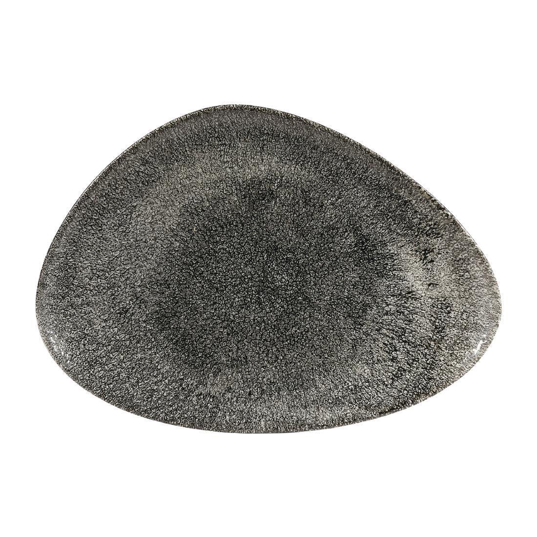DY215 Churchill Studio Prints Raku Triangular Plates Quartz Black 356mm (Pack of 6) - JD Catering Equipment Solutions Ltd