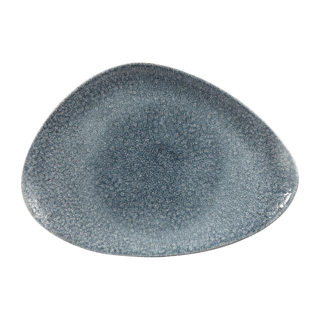 DY221 Churchill Studio Prints Raku Triangular Plates Topaz Blue 356mm (Pack of 6) - JD Catering Equipment Solutions Ltd