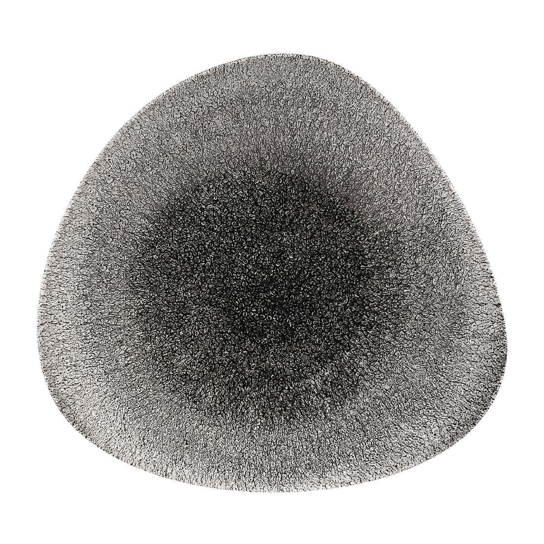 DW417 Churchill Studio Prints Raku Triangular Shallow Bowls Quartz Black 238mm - JD Catering Equipment Solutions Ltd