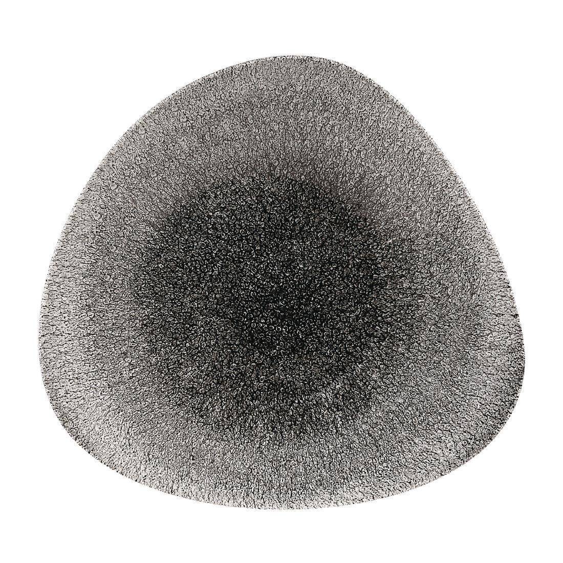 DW417 Churchill Studio Prints Raku Triangular Shallow Bowls Quartz Black 238mm - JD Catering Equipment Solutions Ltd