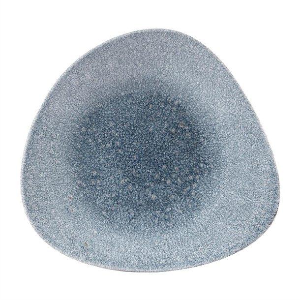 DW413 Churchill Studio Prints Raku Triangular Shallow Bowls Topaz Blue 278mm - JD Catering Equipment Solutions Ltd