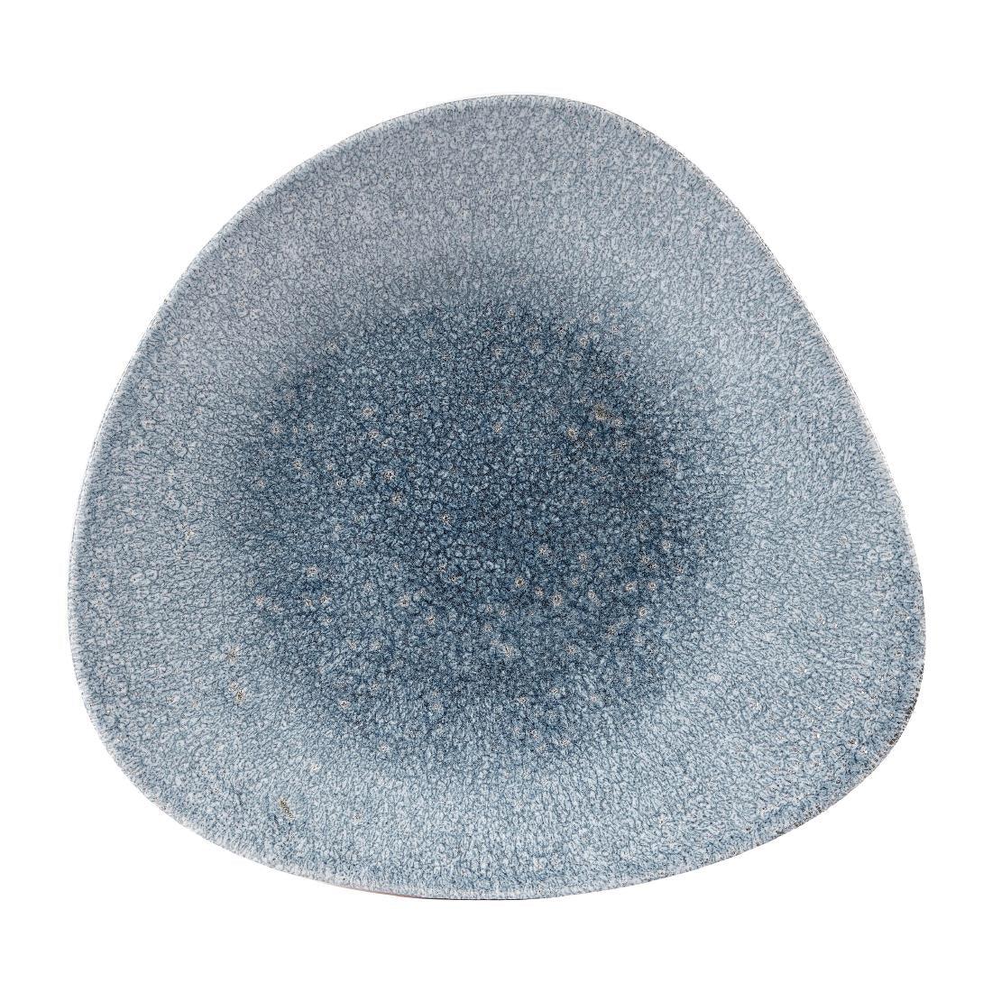 DW413 Churchill Studio Prints Raku Triangular Shallow Bowls Topaz Blue 278mm - JD Catering Equipment Solutions Ltd