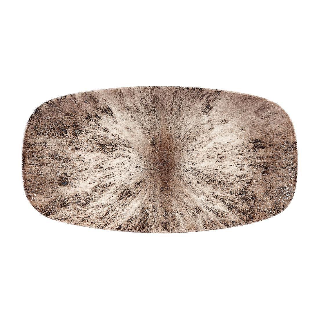 DW395 Churchill Studio Prints Stone Rectangular Plates Zircon Brown 189 x 355mm - JD Catering Equipment Solutions Ltd