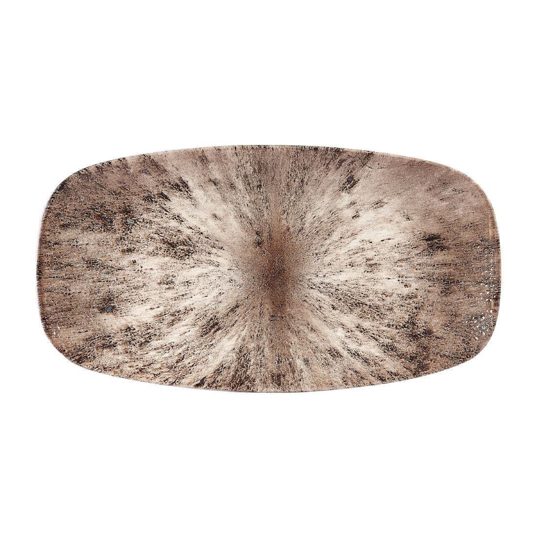 DW395 Churchill Studio Prints Stone Rectangular Plates Zircon Brown 189 x 355mm - JD Catering Equipment Solutions Ltd