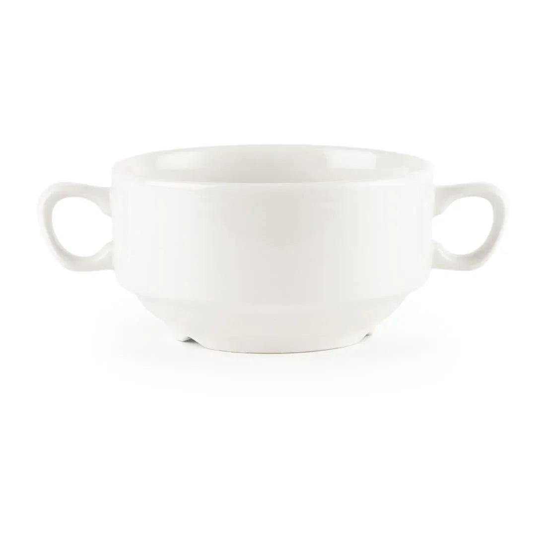 P283 Churchill Whiteware Handled Soup Bowls 398ml (Pack of 24) - JD Catering Equipment Solutions Ltd