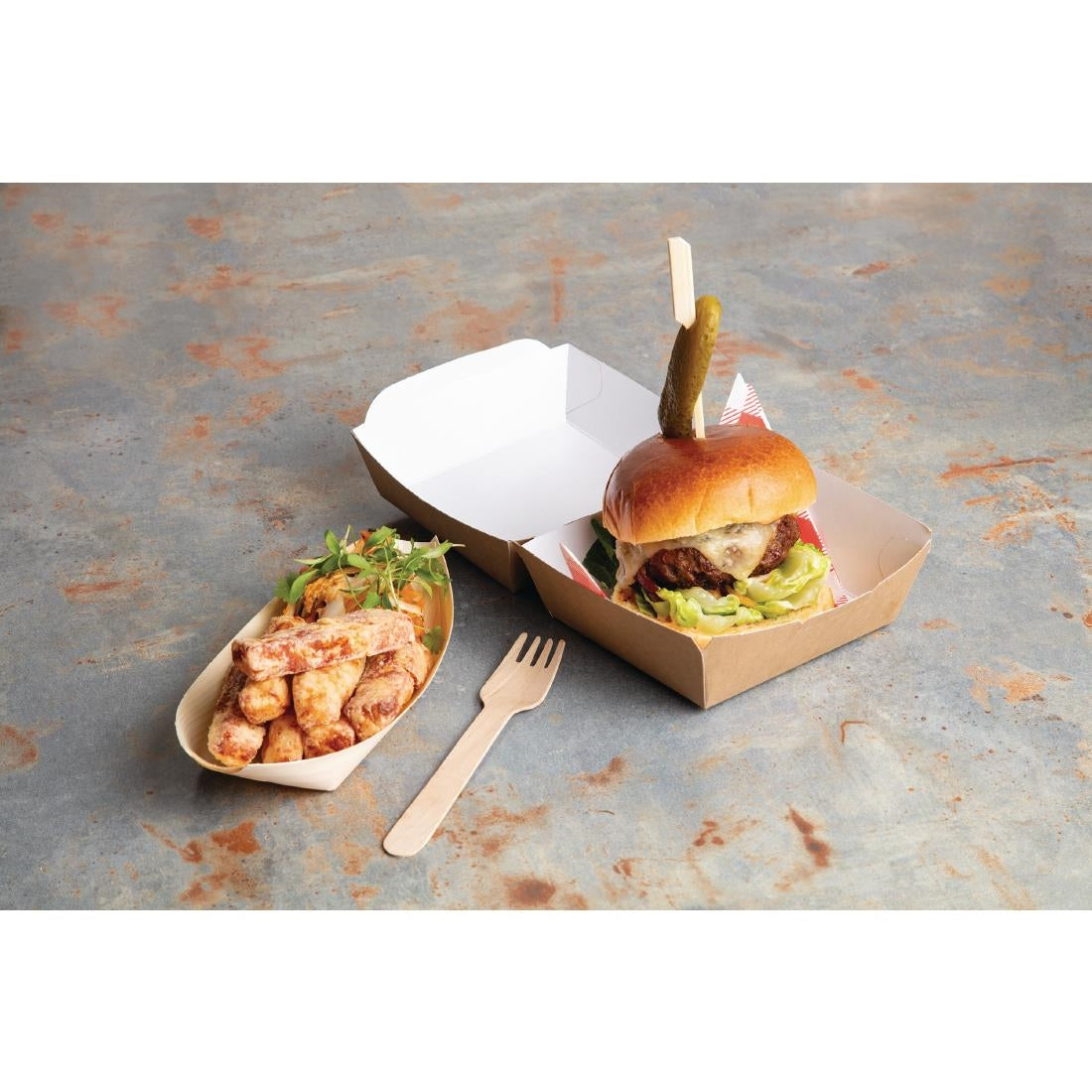 Colpac Compostable Kraft Burger Boxes Small 108mm (Pack of 250) JD Catering Equipment Solutions Ltd