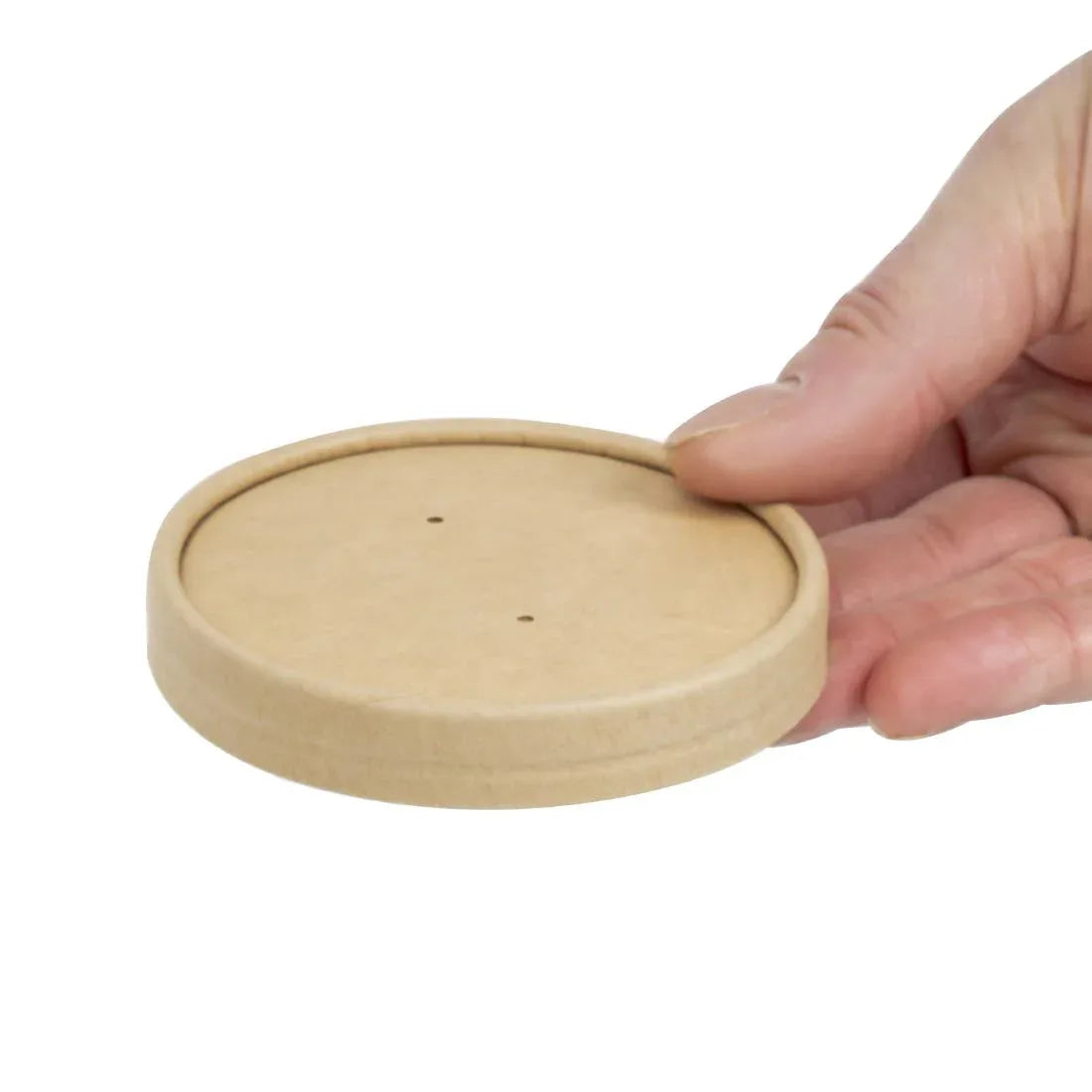FA367 Colpac Recyclable Kraft Microwavable Soup Cup Lids (Pack of 500) - JD Catering Equipment Solutions Ltd