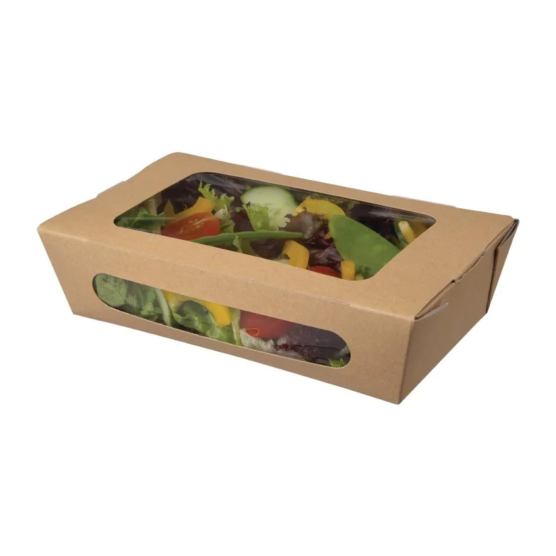 FA372 Colpac Recyclable Kraft Tuck-Top Salad Boxes With Window 1000ml / 35oz (Pack of 200) - JD Catering Equipment Solutions Ltd