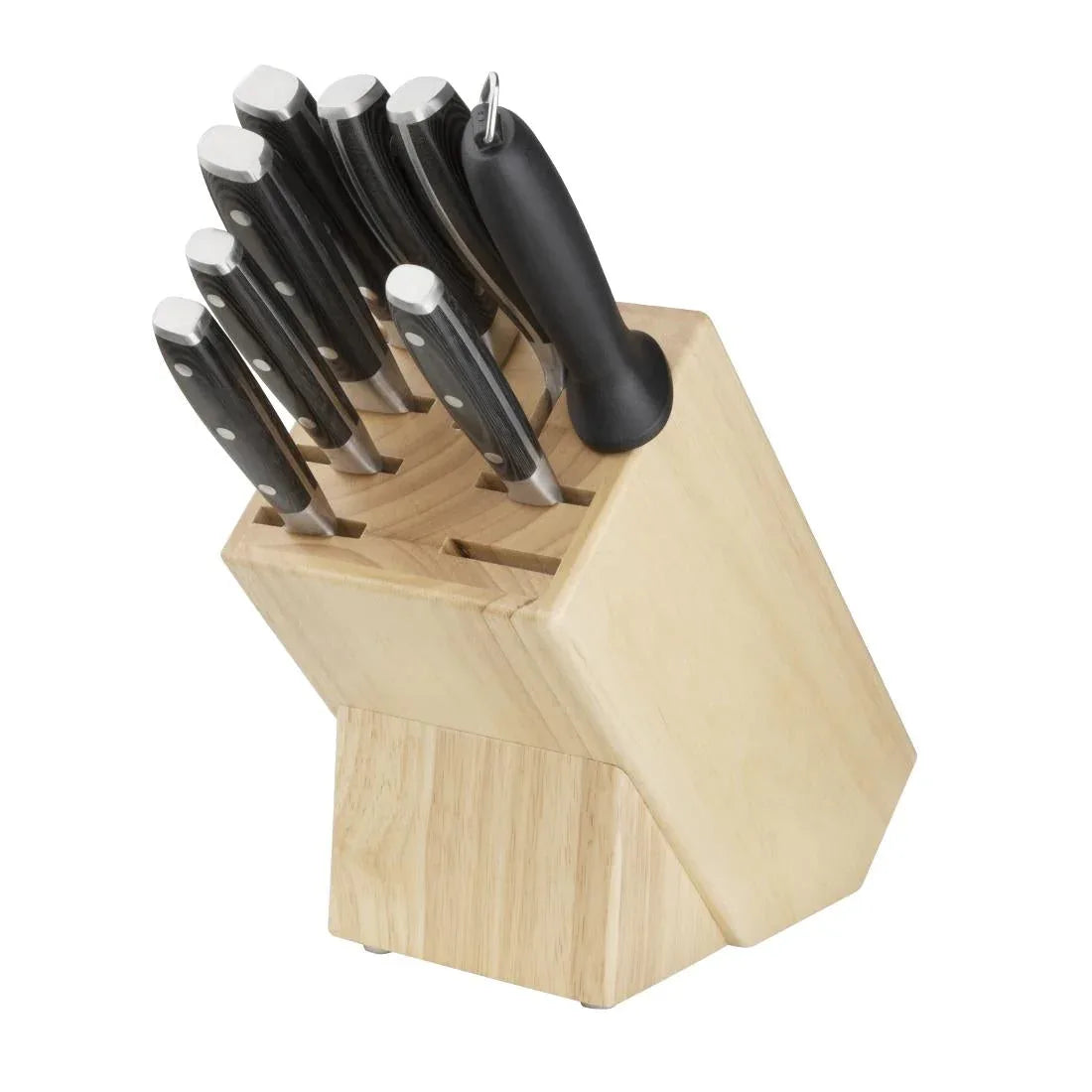 D738 Vogue Wooden Knife Block 9 Slots - JD Catering Equipment Solutions Ltd
