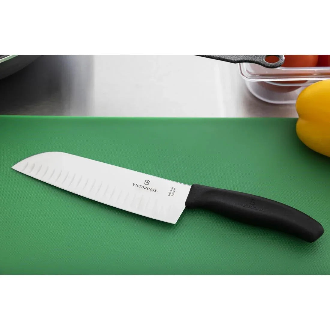 D828 Victorinox Santoku Knife Fluted Edge 17cm - JD Catering Equipment Solutions Ltd