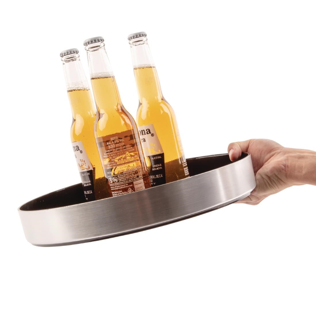 D857 Olympia Aluminium Round Non-Slip Drinks Tray 330mm JD Catering Equipment Solutions Ltd