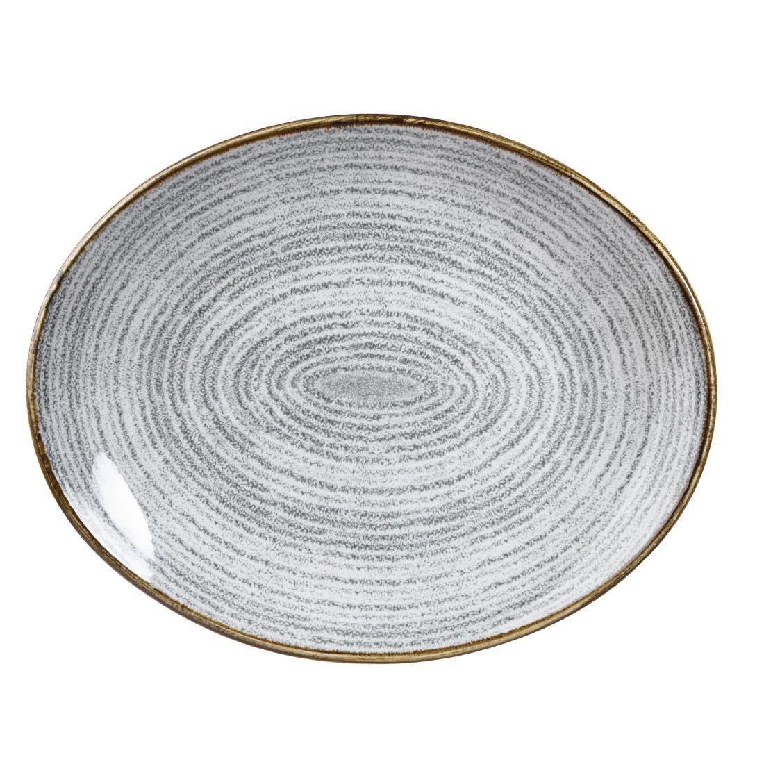 DA275 Churchill Studio Prints Homespun Stone Grey Oval Coupe Plate 270 x 229mm - JD Catering Equipment Solutions Ltd