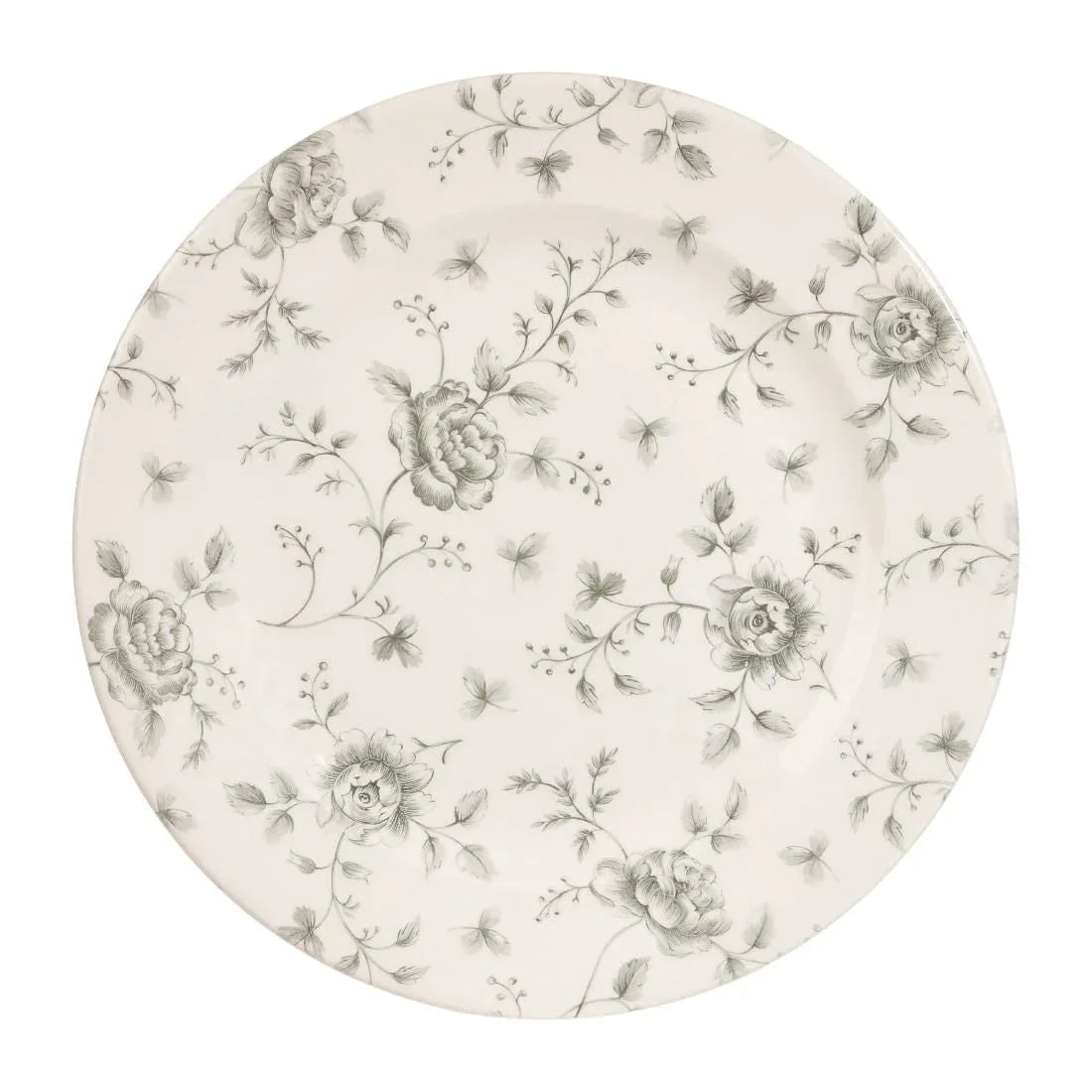 DA665 Churchill Vintage Prints Rose Chintz Profile Plates Grey 276mm (Pack of 6) - JD Catering Equipment Solutions Ltd