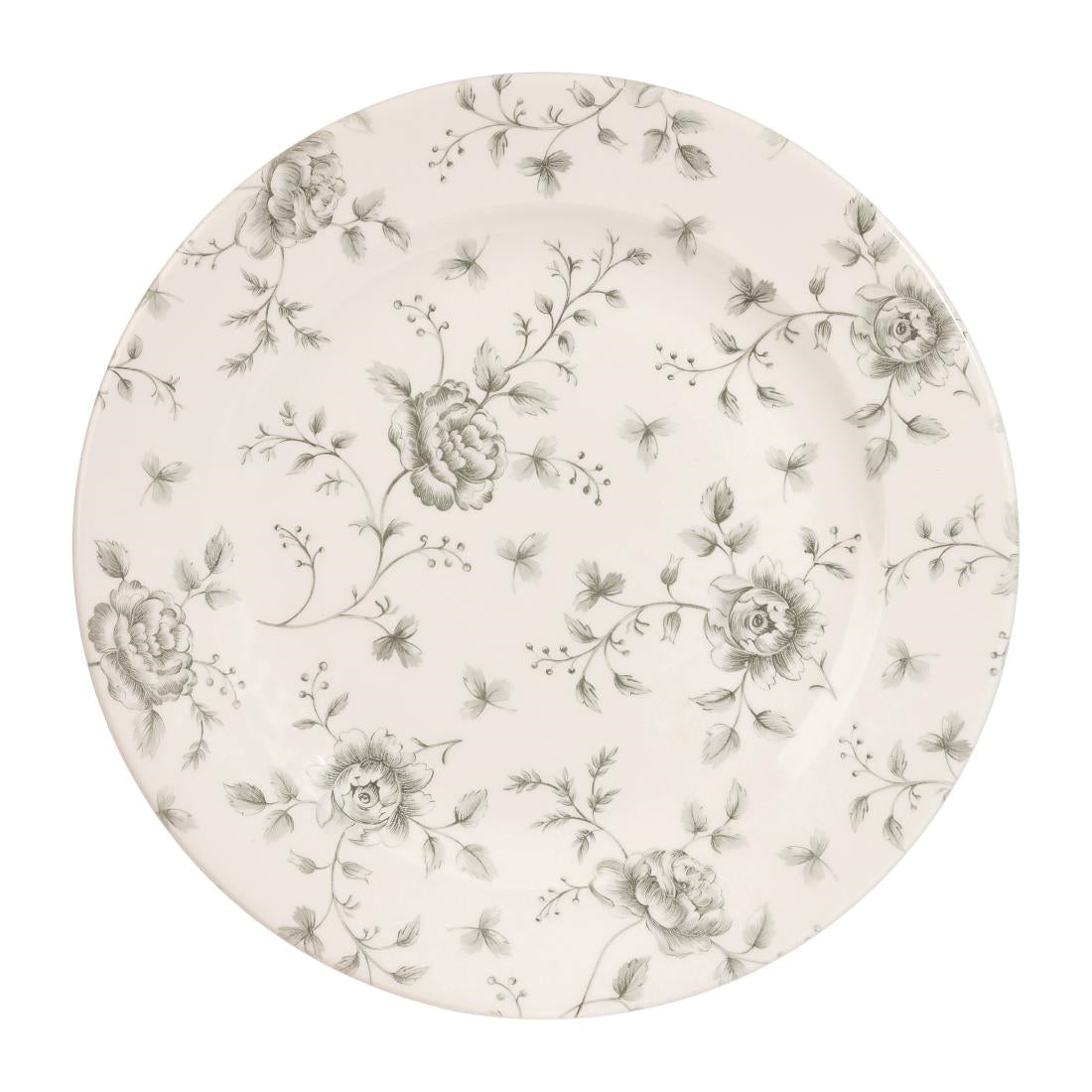 DA665 Churchill Vintage Prints Rose Chintz Profile Plates Grey 276mm (Pack of 6) JD Catering Equipment Solutions Ltd