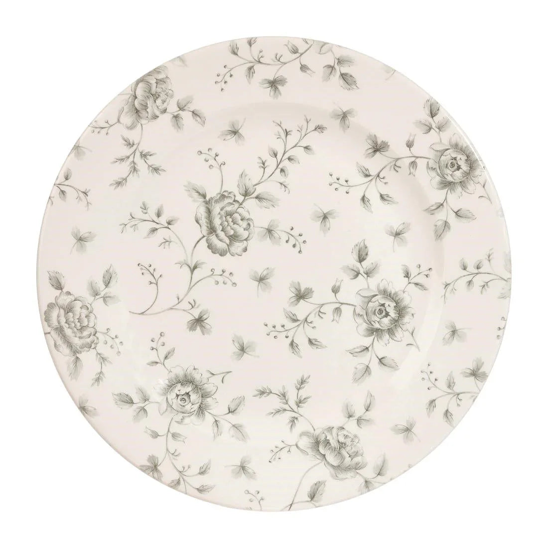 DA665 Churchill Vintage Prints Rose Chintz Profile Plates Grey 276mm (Pack of 6) - JD Catering Equipment Solutions Ltd