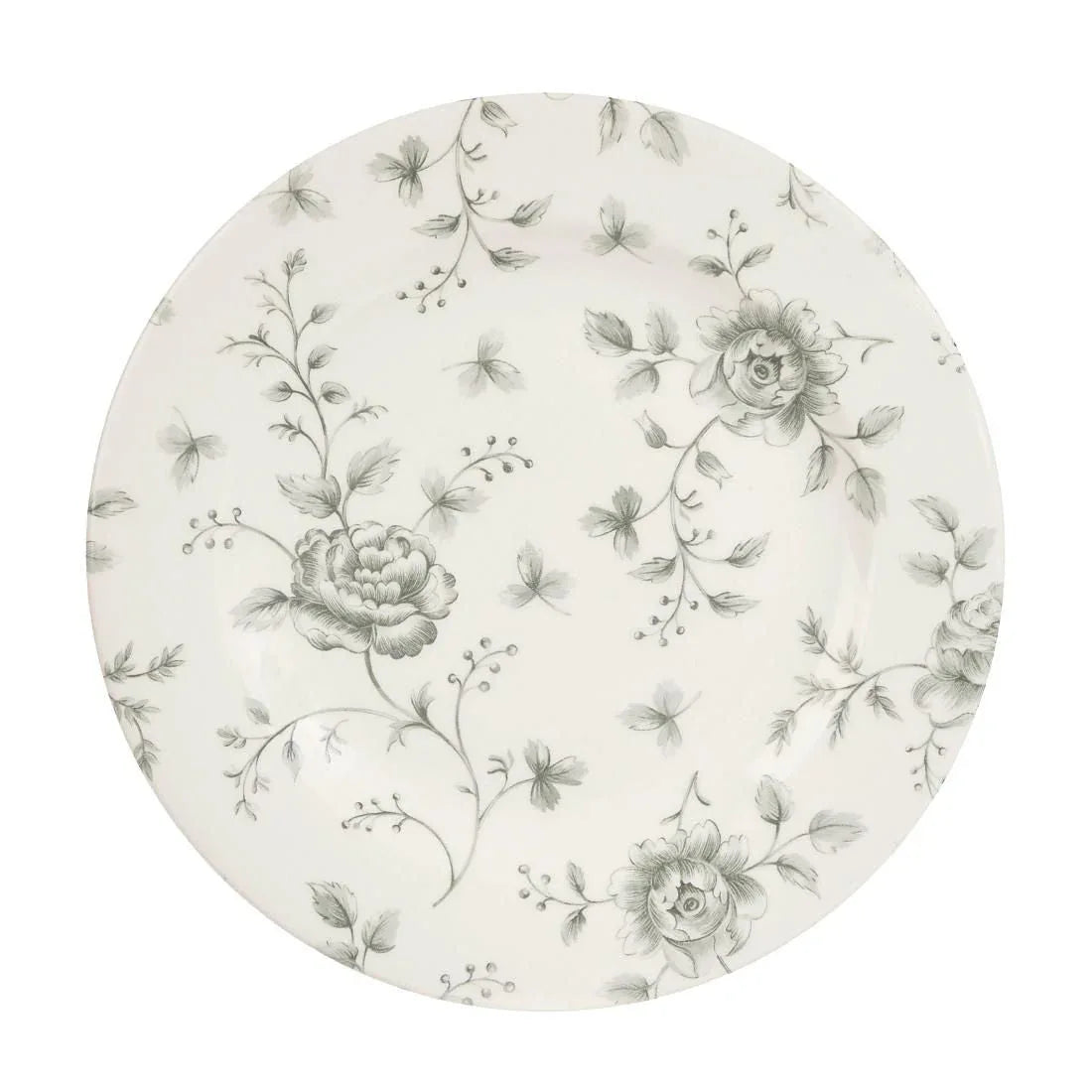DA666 Churchill Vintage Prints Rose Chintz Profile Plates Grey 210mm (Pack of 6) - JD Catering Equipment Solutions Ltd