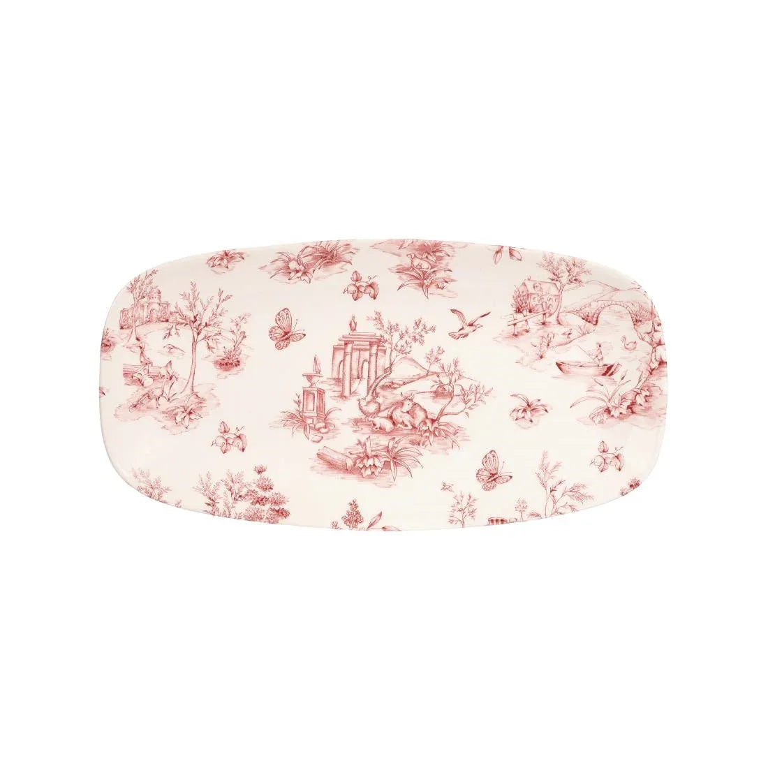 DA725 Churchill Vintage Prints Rectangular Plates Cranberry Toile 298mm (Pack of 12) - JD Catering Equipment Solutions Ltd