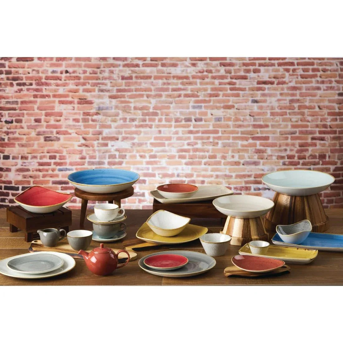 DB068 Churchill Stonecast Triangle Bowl Berry Red 235mm (Pack of 12) - JD Catering Equipment Solutions Ltd