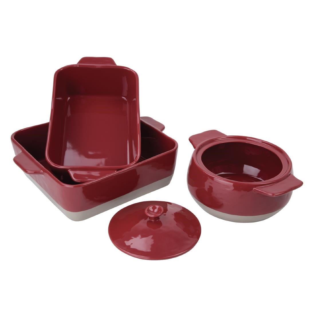 DB527 Olympia Red And Taupe Ceramic Roasting Dish 4.2Ltr JD Catering Equipment Solutions Ltd