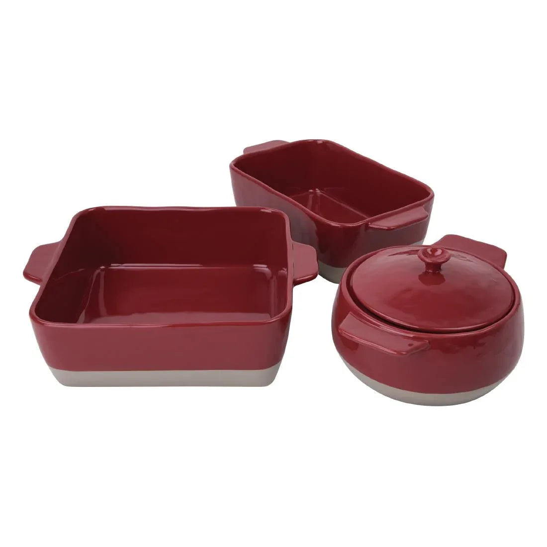 DB527 Olympia Red And Taupe Ceramic Roasting Dish 4.2Ltr - JD Catering Equipment Solutions Ltd