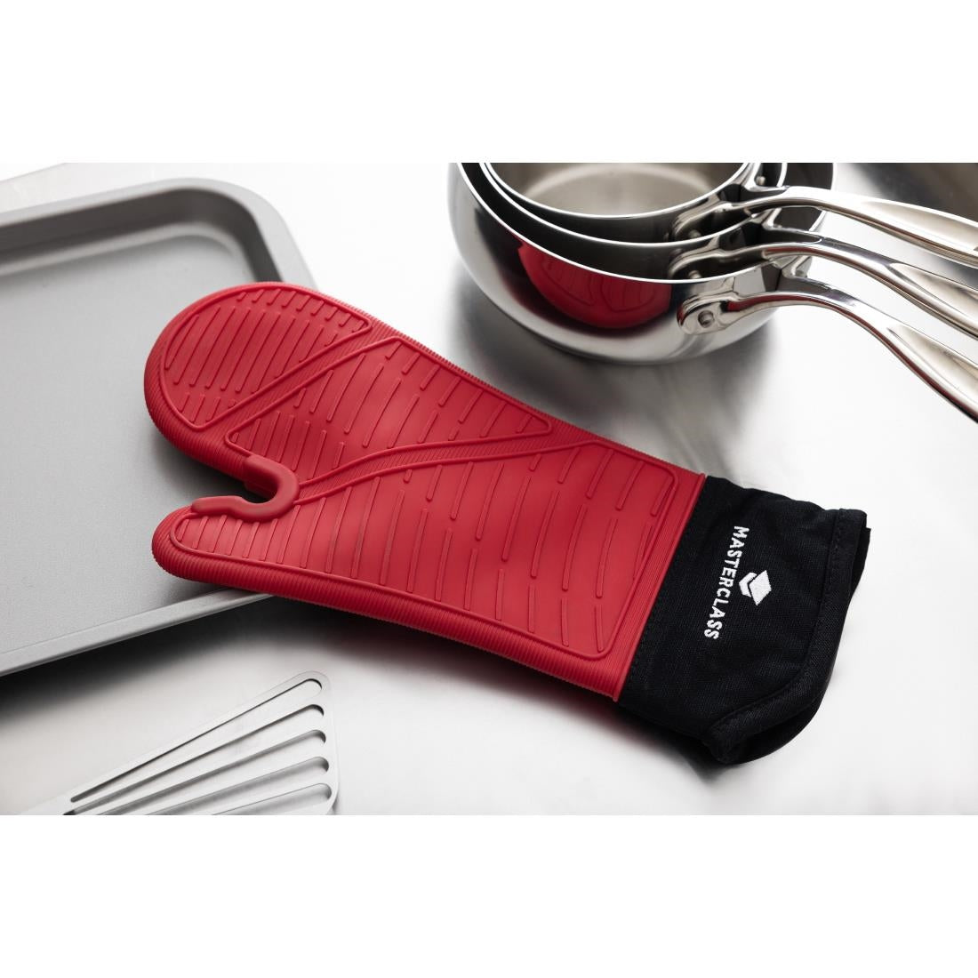 DB878 MasterClass Seamless Silicone Oven Mitt with Cotton Sleeve JD Catering Equipment Solutions Ltd