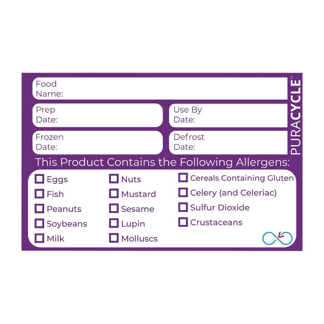 DC458 Puracycle Reusable Allergen Labels (Pack of 20) JD Catering Equipment Solutions Ltd