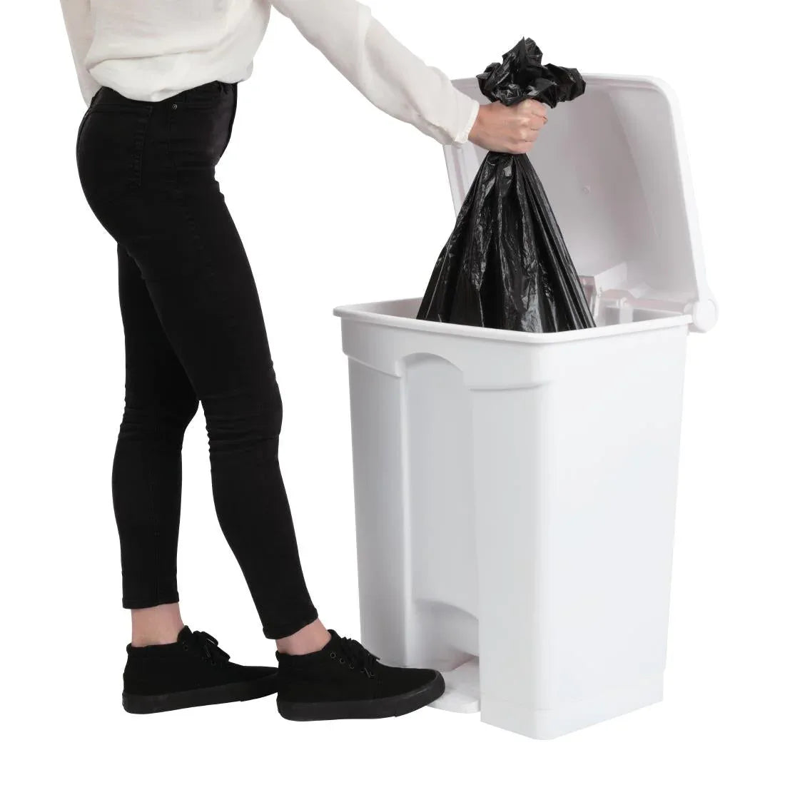 DC711 Jantex Kitchen Pedal Bin White 65Ltr - JD Catering Equipment Solutions Ltd