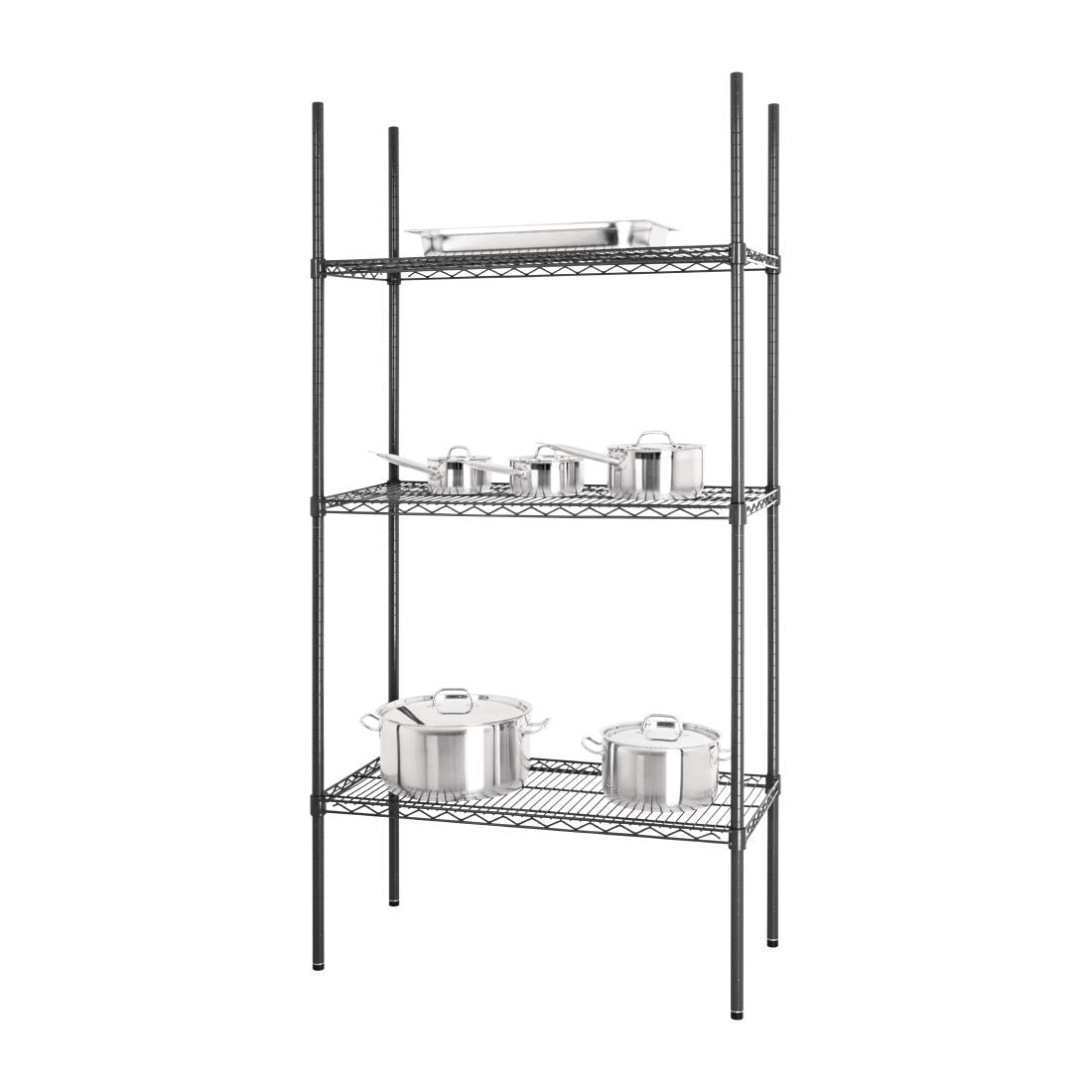 DC819 Nisbets Essentials 3 Tier Coated Shelving Unit 1820 x 915 x 457mm JD Catering Equipment Solutions Ltd