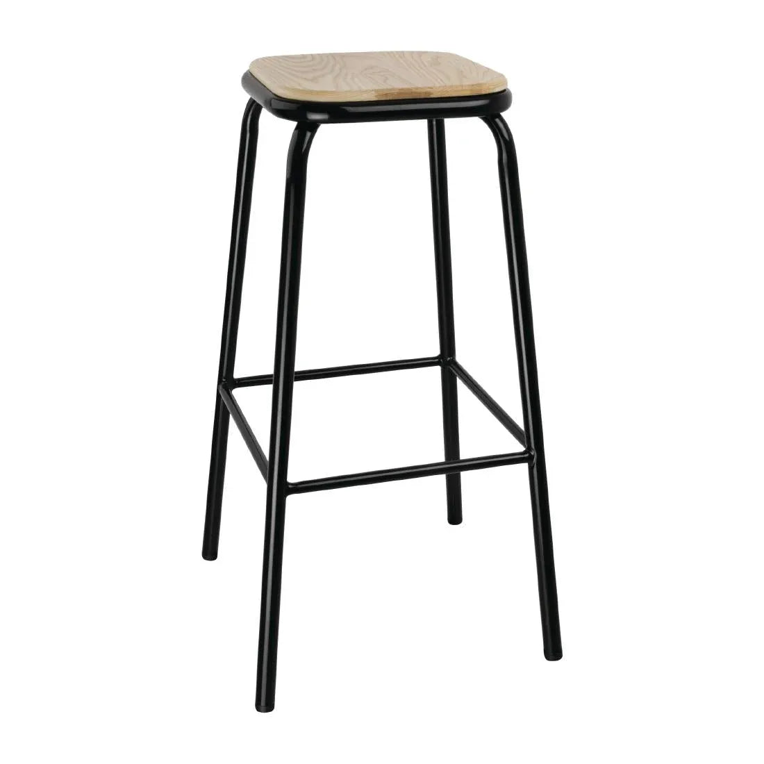 DE482 Bolero Cantina High Stools with Wooden Seat Pad Black (Pack of 4) - JD Catering Equipment Solutions Ltd