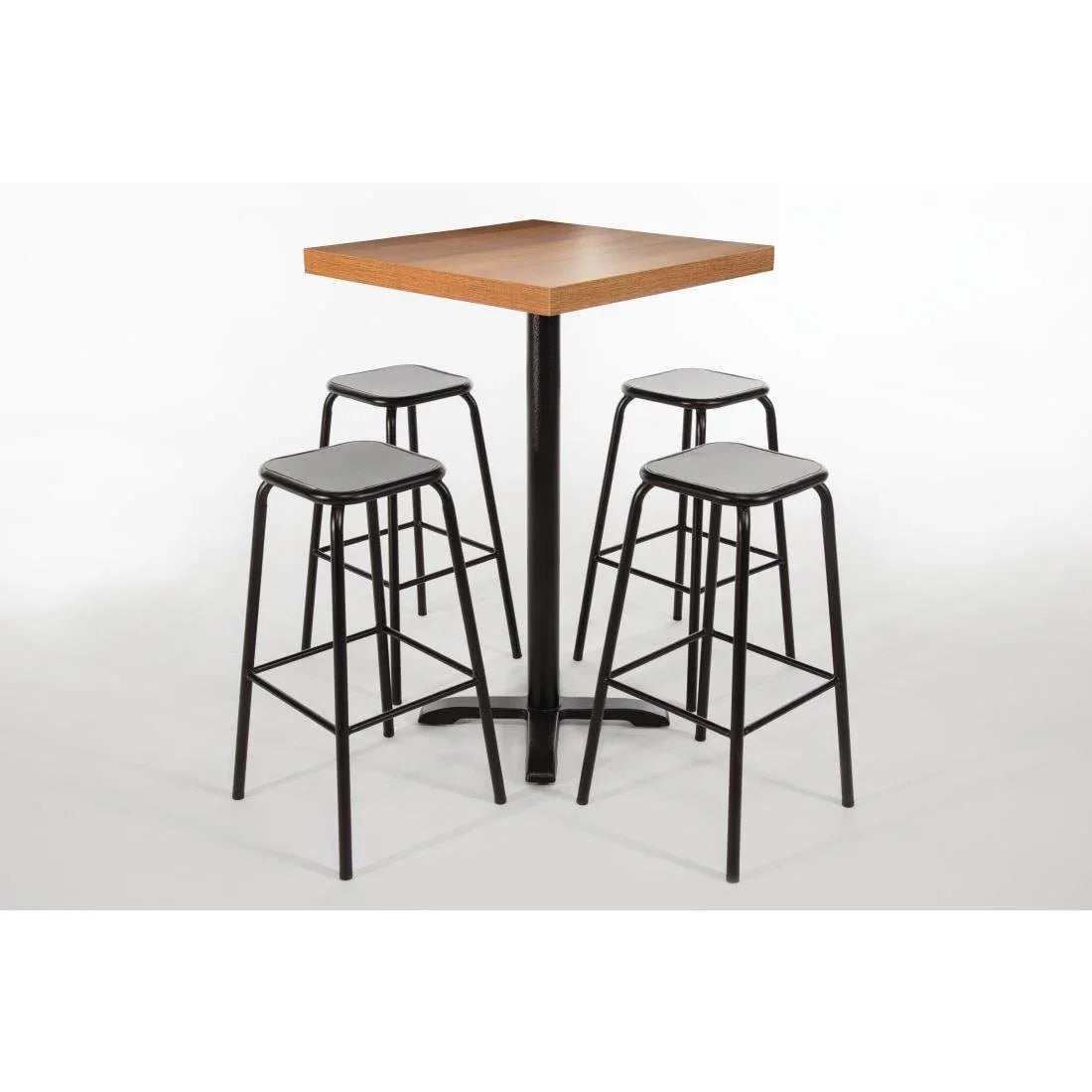 DE482 Bolero Cantina High Stools with Wooden Seat Pad Black (Pack of 4) - JD Catering Equipment Solutions Ltd