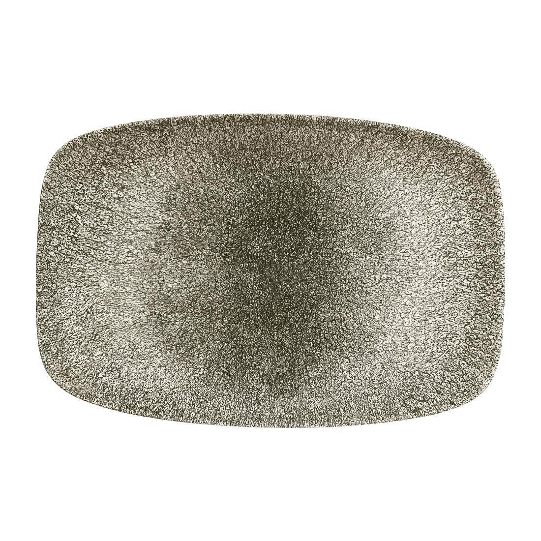 DE574 Churchill Studio Prints Raku Rectangular Plates Quartz Black 300mm (Pack of 6) - JD Catering Equipment Solutions Ltd