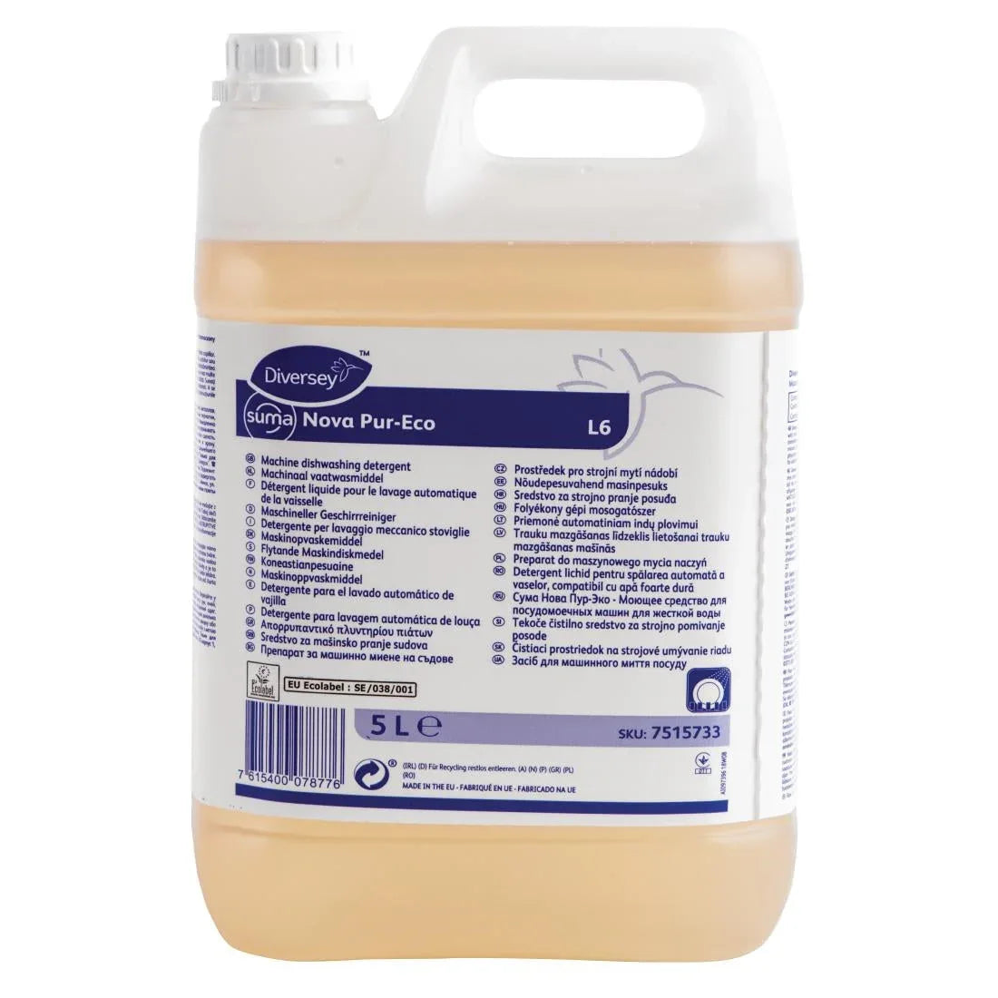 DE757 Suma Nova L6 Pur-Eco Dishwasher Detergent Concentrate 5Ltr (2 Pack) - JD Catering Equipment Solutions Ltd