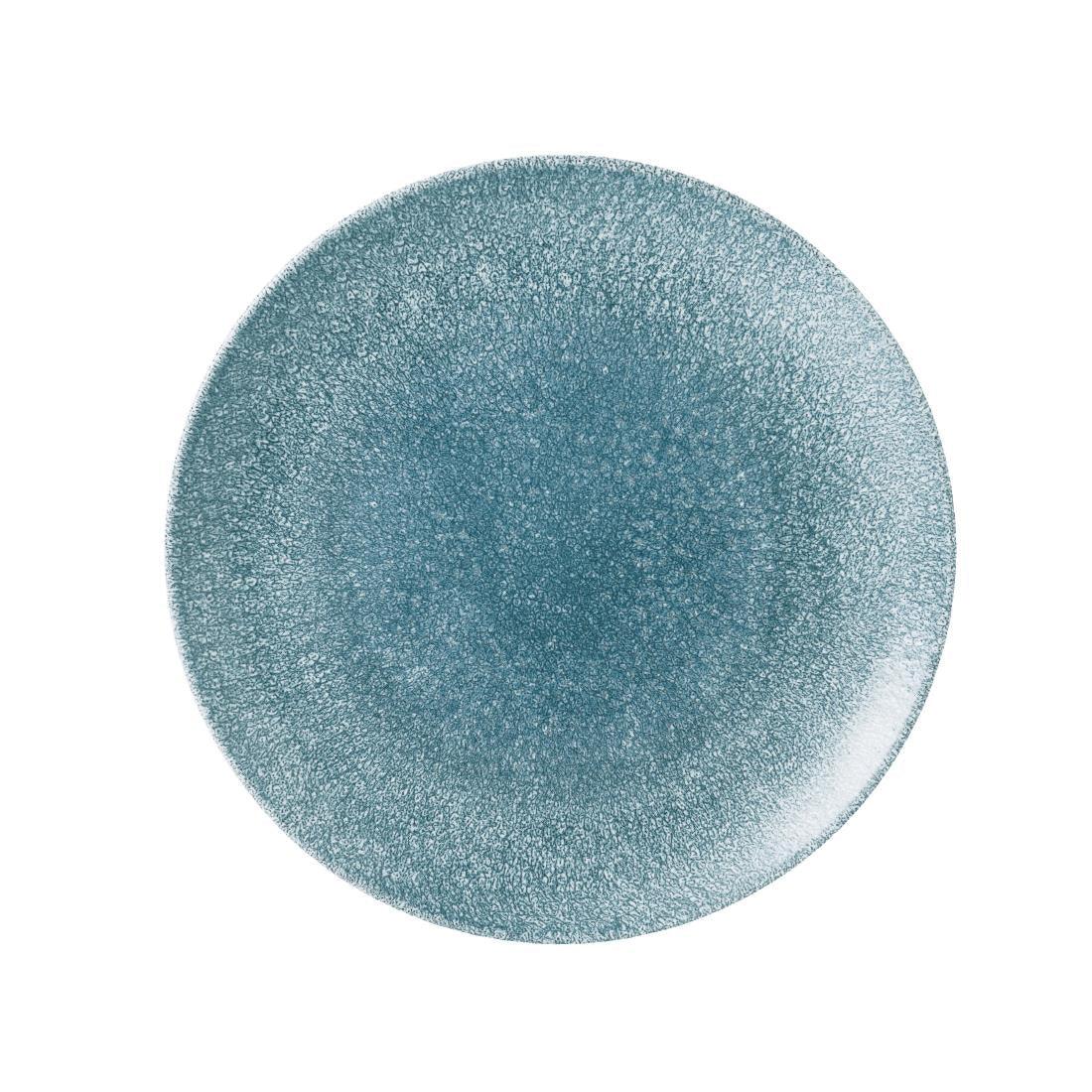 DE882 Churchill Studio Prints Raku Large Round Coupe Plate Topaz Blue 288mm - JD Catering Equipment Solutions Ltd