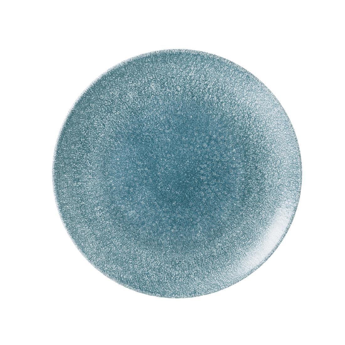 DE882 Churchill Studio Prints Raku Large Round Coupe Plate Topaz Blue 288mm - JD Catering Equipment Solutions Ltd
