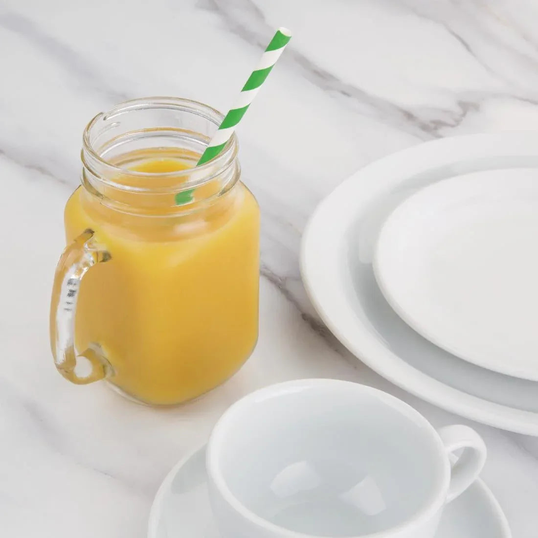 DE928 Fiesta Green Compostable Paper Straws Green Stripes (Pack of 250) - JD Catering Equipment Solutions Ltd