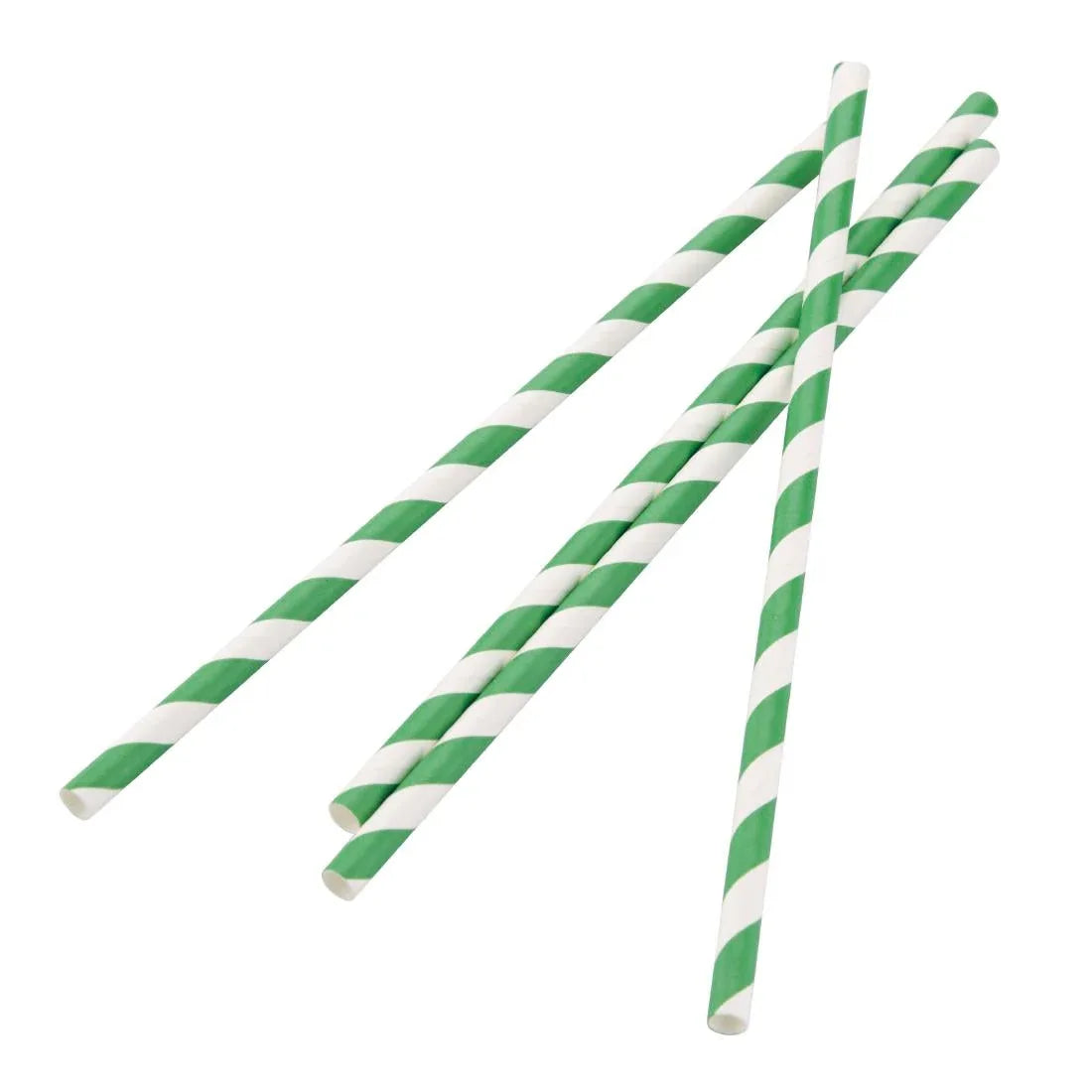 DE928 Fiesta Green Compostable Paper Straws Green Stripes (Pack of 250) - JD Catering Equipment Solutions Ltd