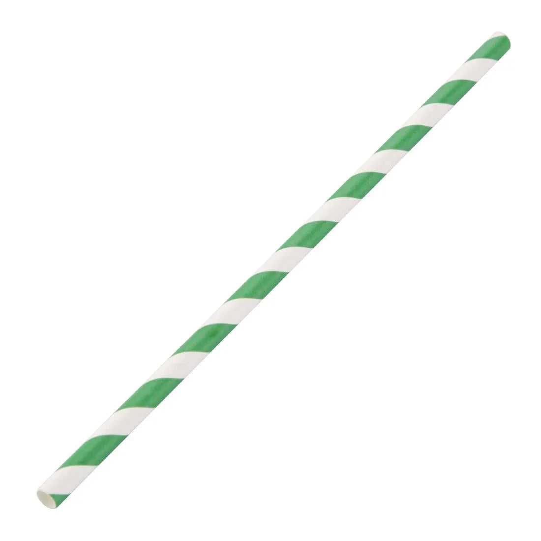 DE928 Fiesta Green Compostable Paper Straws Green Stripes (Pack of 250) - JD Catering Equipment Solutions Ltd