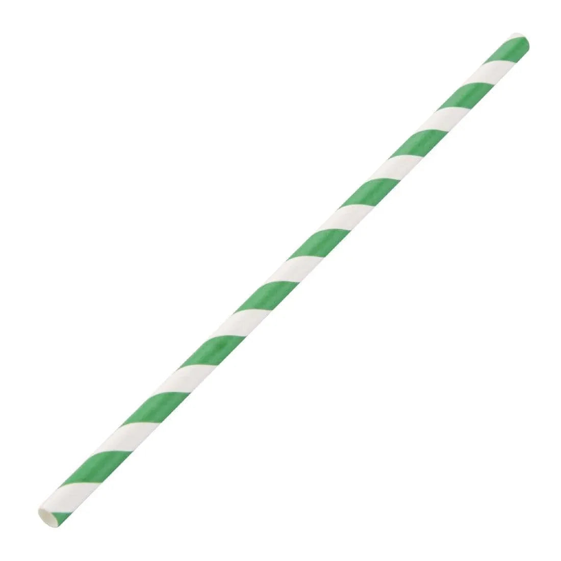 DE928 Fiesta Green Compostable Paper Straws Green Stripes (Pack of 250) - JD Catering Equipment Solutions Ltd