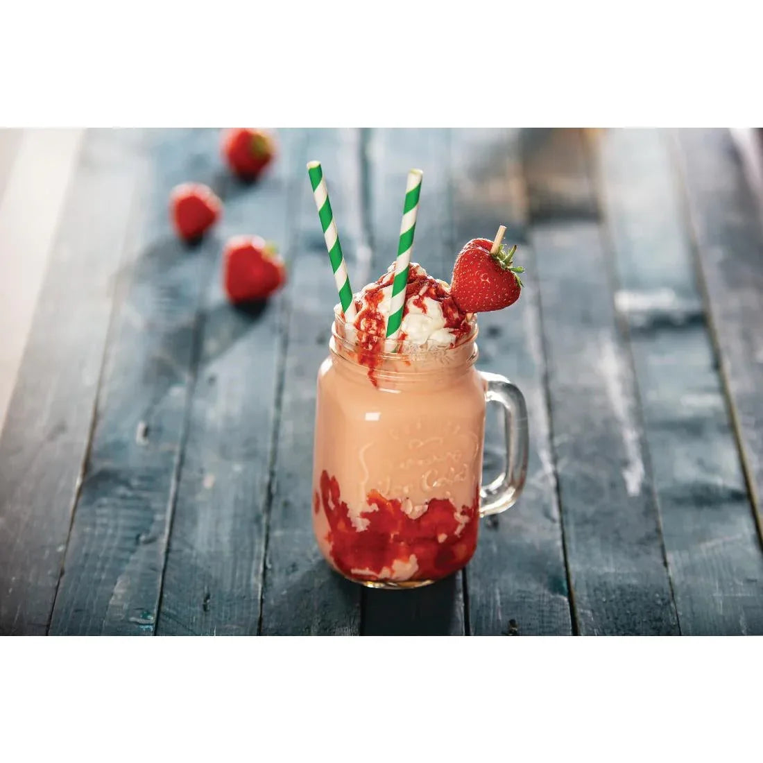 DE928 Fiesta Green Compostable Paper Straws Green Stripes (Pack of 250) - JD Catering Equipment Solutions Ltd