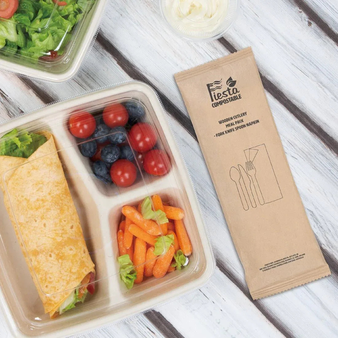 DF422 Fiesta Compostable Wooden Cutlery Meal Pack (Pack of 250) - JD Catering Equipment Solutions Ltd