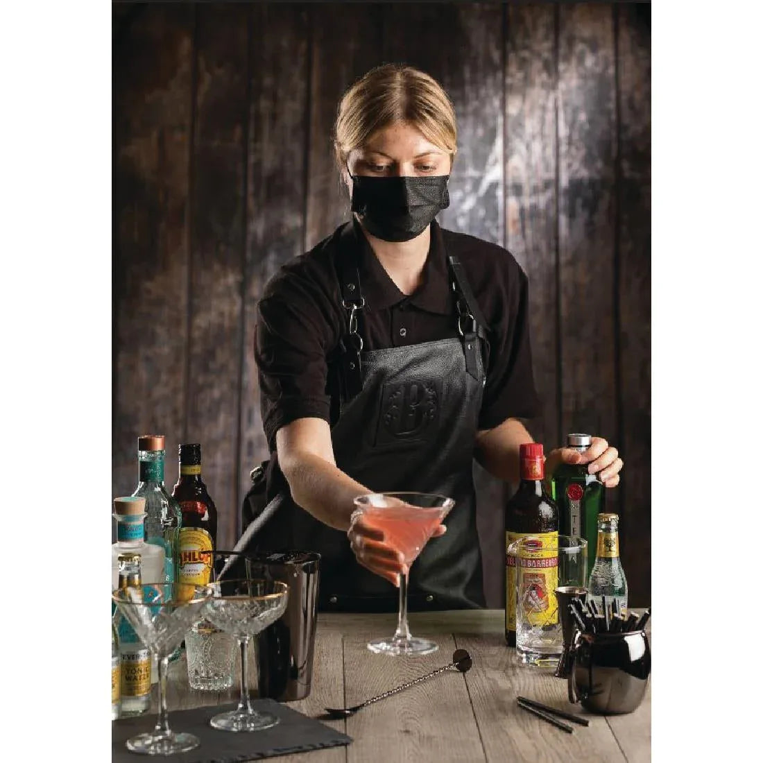 DF589 3-Ply Face Coverings Black (Pack of 50) - JD Catering Equipment Solutions Ltd