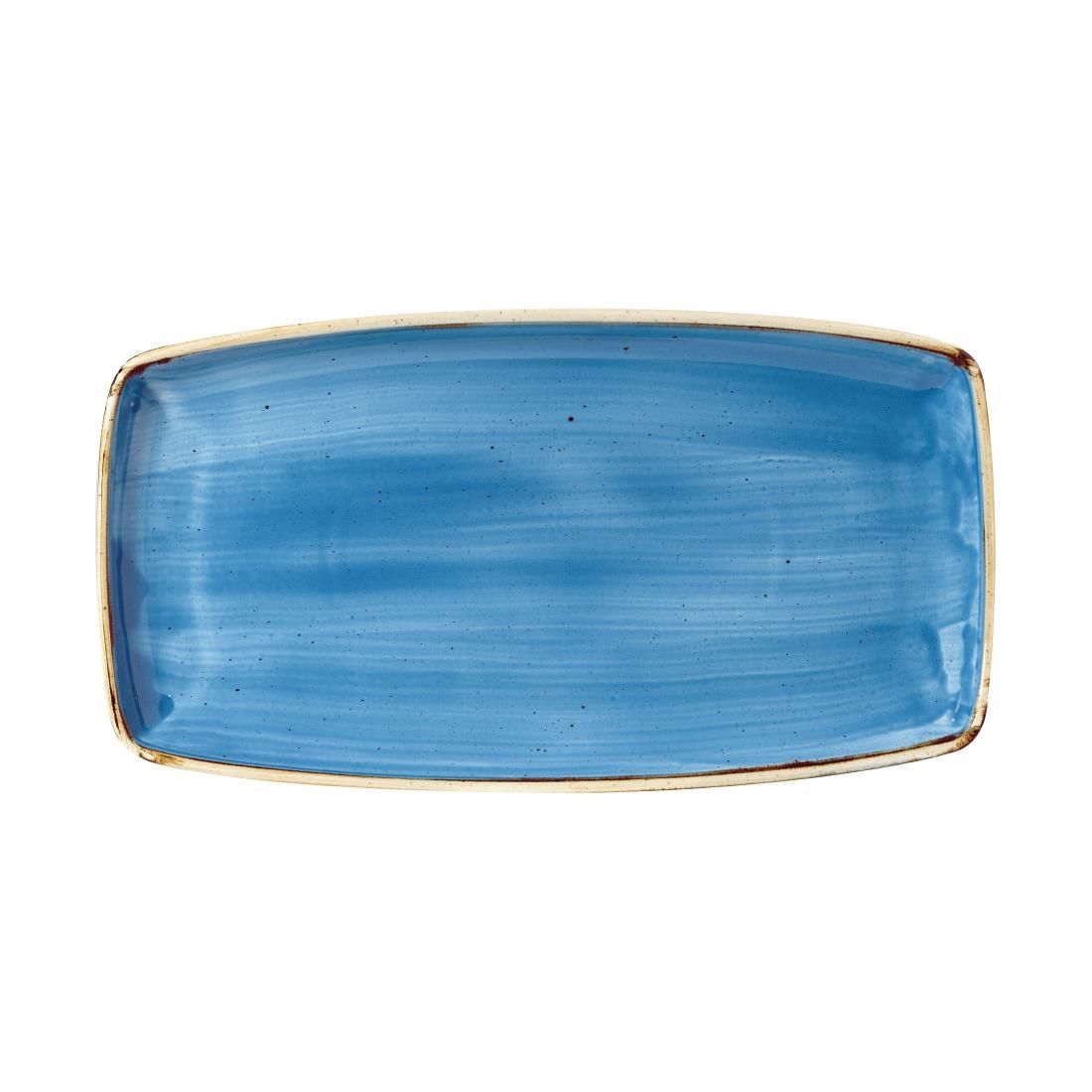 DF773 Churchill Stonecast Rectangular Plate Cornflower Blue 350 x 185mm (Pack of 6) JD Catering Equipment Solutions Ltd