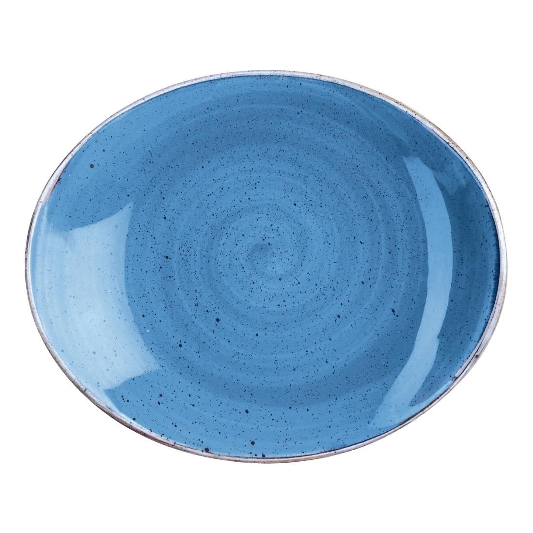 DF775 Churchill Stonecast Oval Plate Cornflower Blue 197 x 160mm (Pack of 12) JD Catering Equipment Solutions Ltd