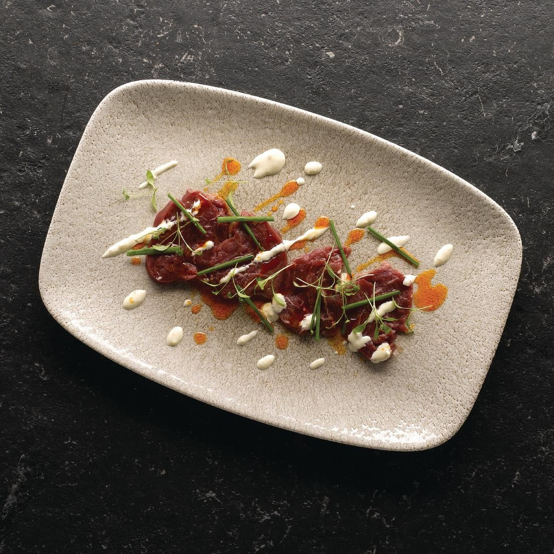 DF903 Churchill Raku Oblong Chef Plates Agate Grey 157 x 237mm (Pack of 12) JD Catering Equipment Solutions Ltd