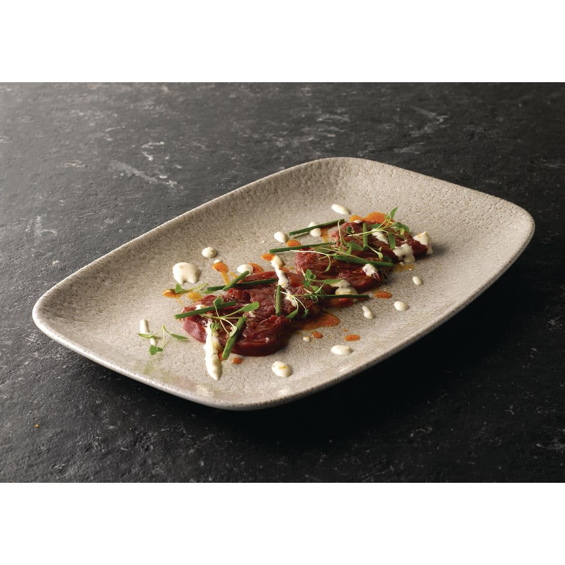 DF903 Churchill Raku Oblong Chef Plates Agate Grey 157 x 237mm (Pack of 12) JD Catering Equipment Solutions Ltd