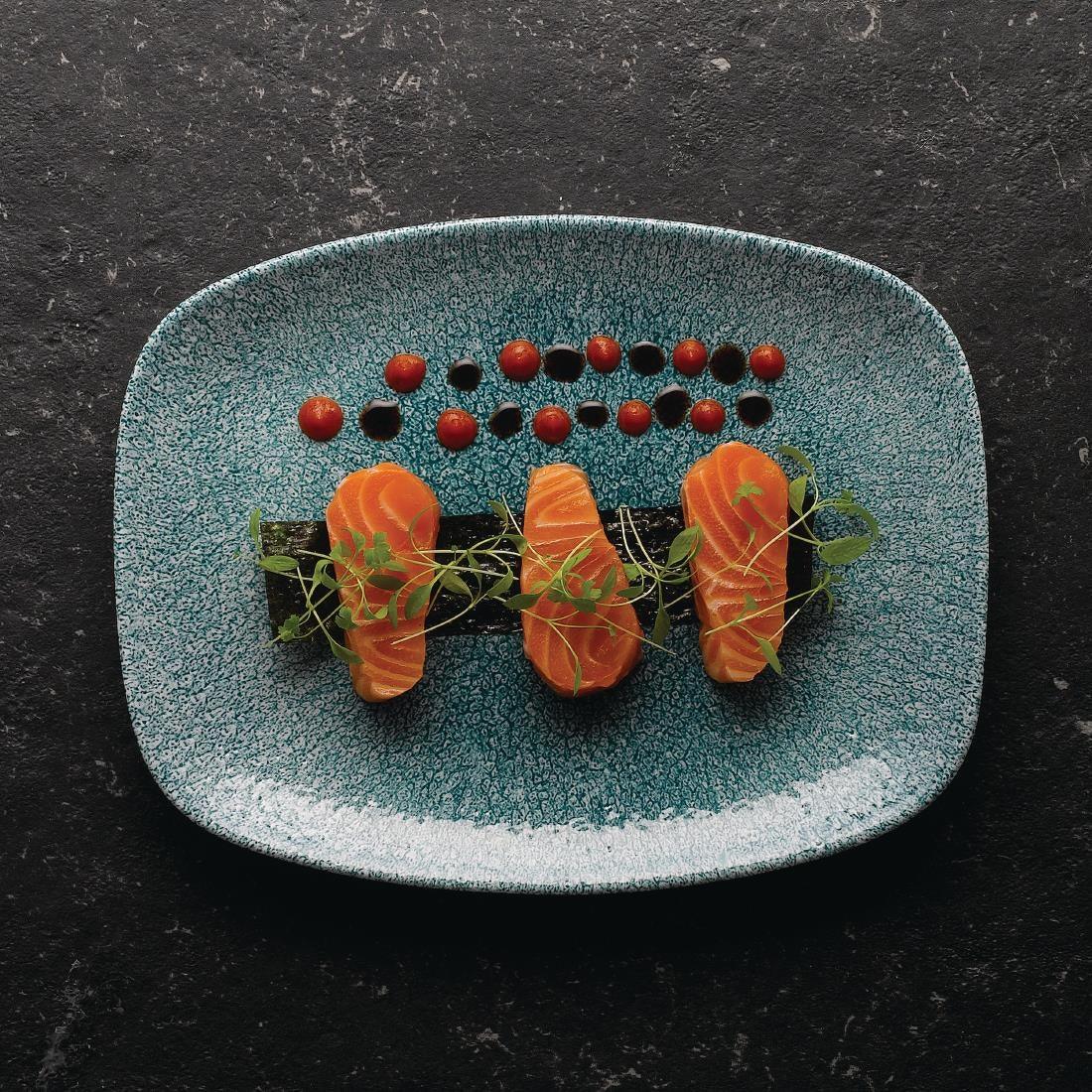 DF914 Churchill Raku Oblong Chef Plates Jade Green 157 x 237mm (Pack of 12) - JD Catering Equipment Solutions Ltd