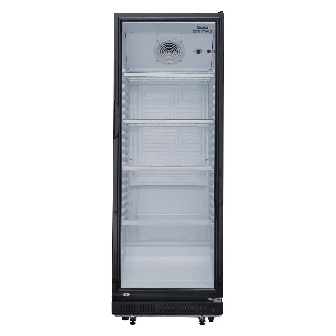 DG280 Nisbets Essentials Upright Display Fridge Black 346Ltr - JD Catering Equipment Solutions Ltd