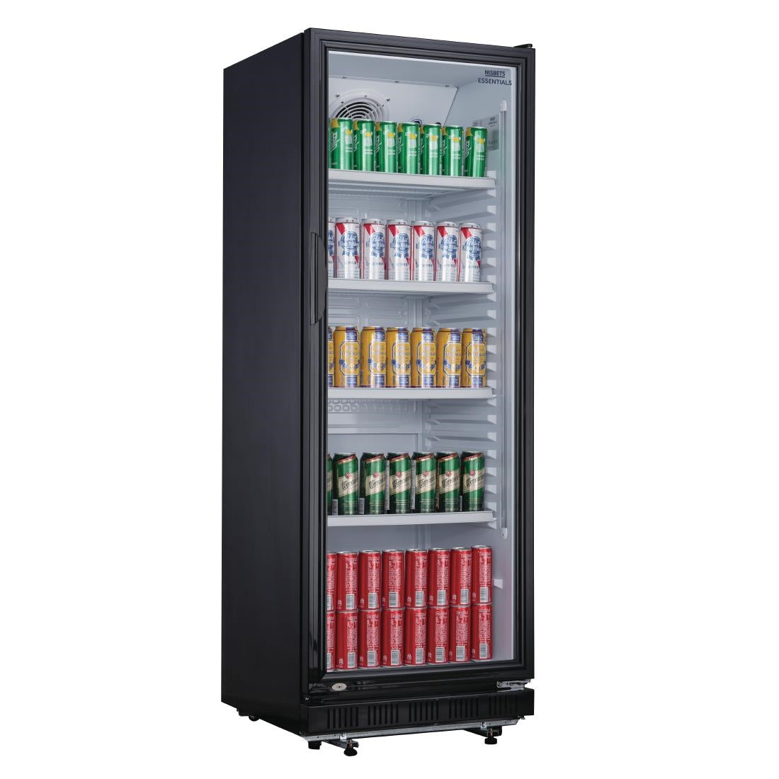 DG280 Nisbets Essentials Upright Display Fridge Black 346Ltr JD Catering Equipment Solutions Ltd