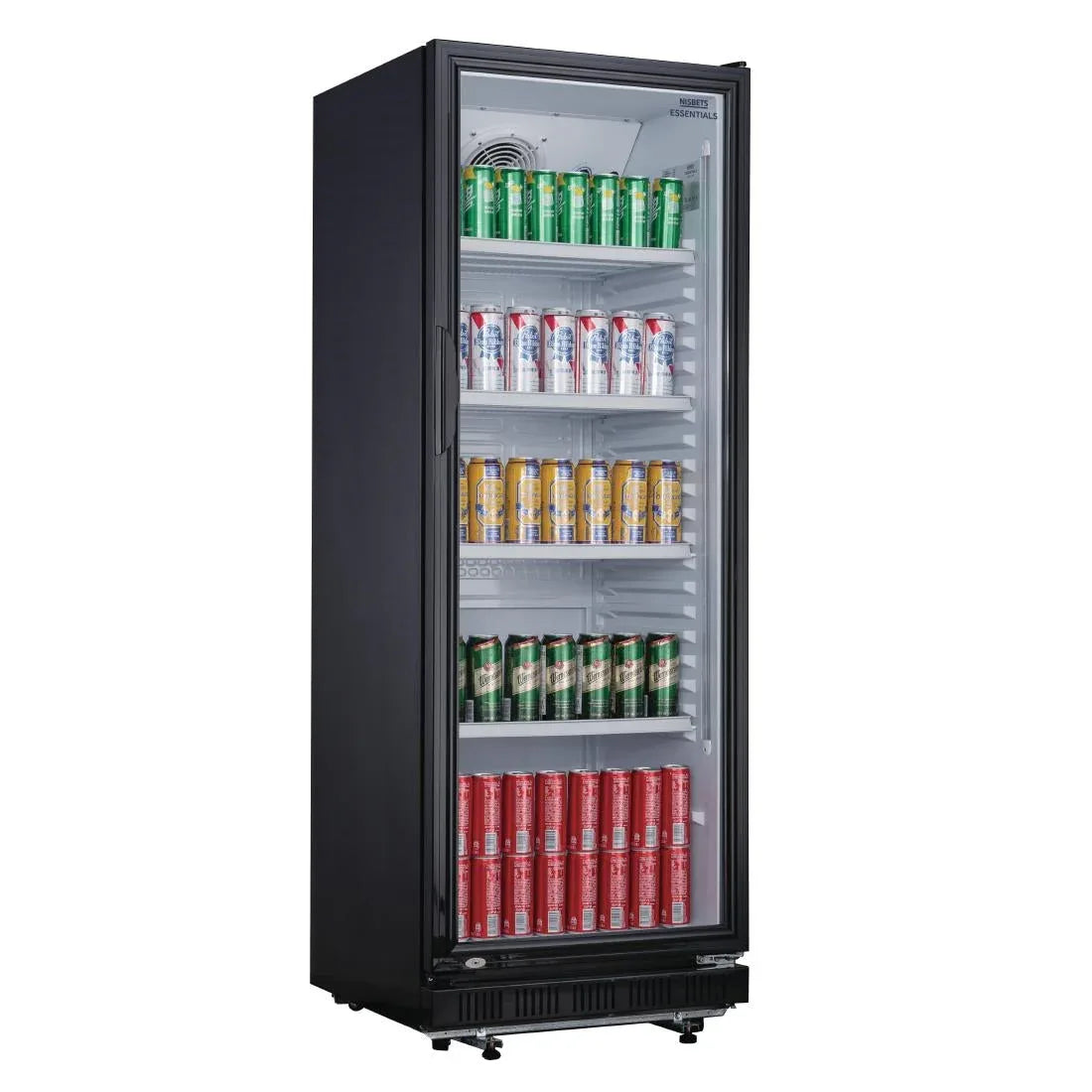 DG280 Nisbets Essentials Upright Display Fridge Black 346Ltr - JD Catering Equipment Solutions Ltd